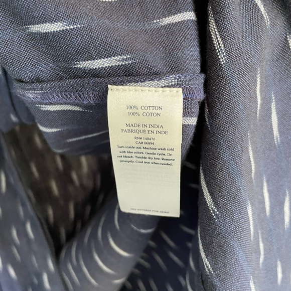 Faherty Saylor Midnight Ikat Button Up Sleeveless Drawstring Dress - XS - Picture 9 of 10